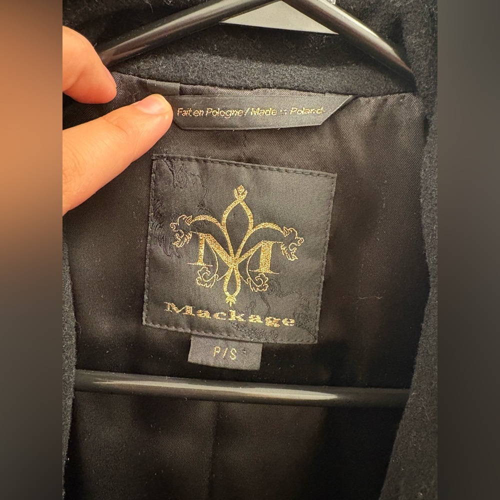 Mackage Black Coat with Gold Logo - Picture 5 of 6